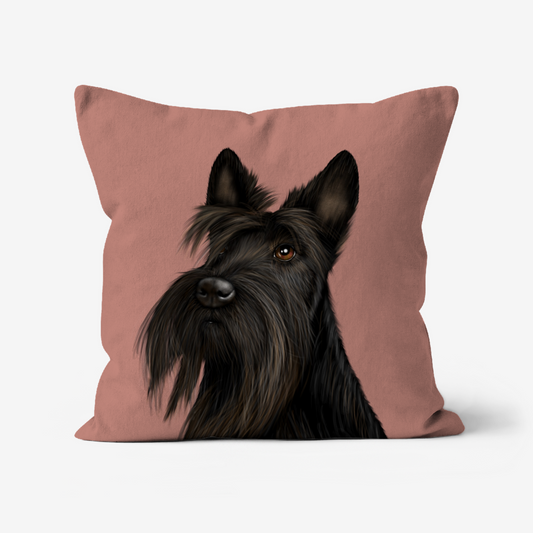 Illustrated Scottish Terrier on Cushion by Kitty's Art