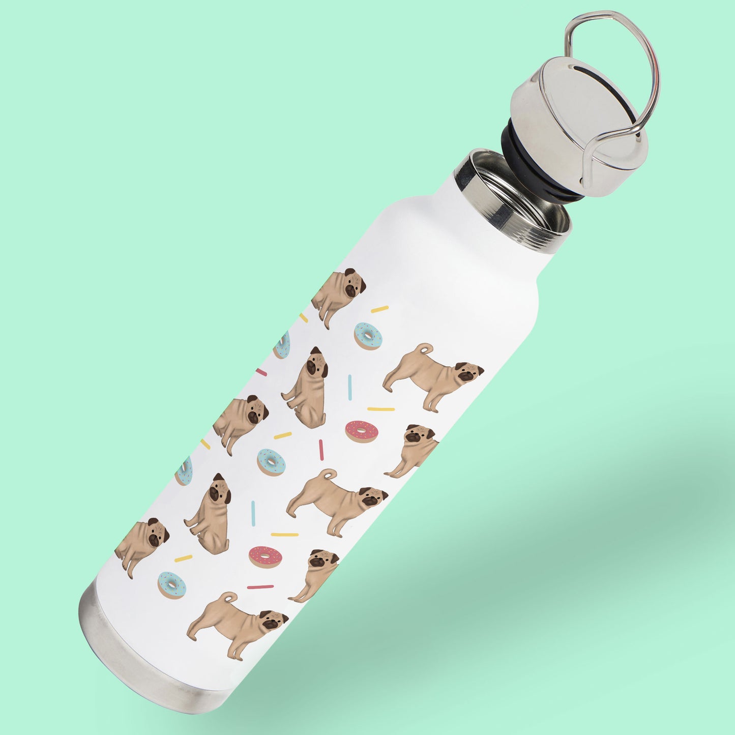 Pugs and Donuts Water Bottle