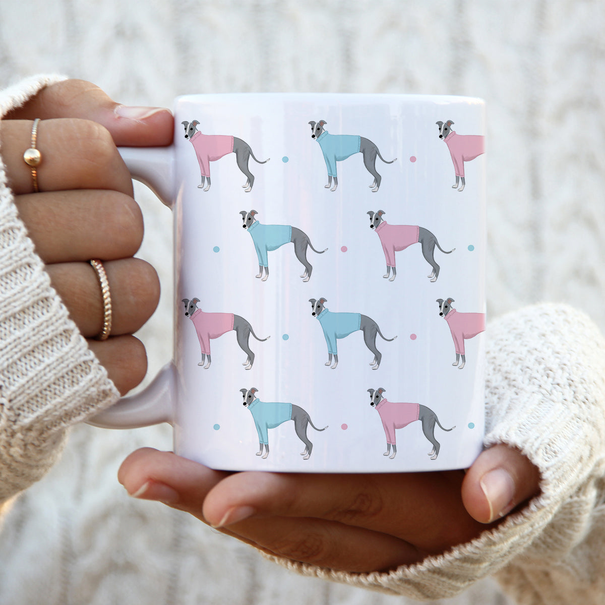 Whippets in Jumpers Patterned Mug