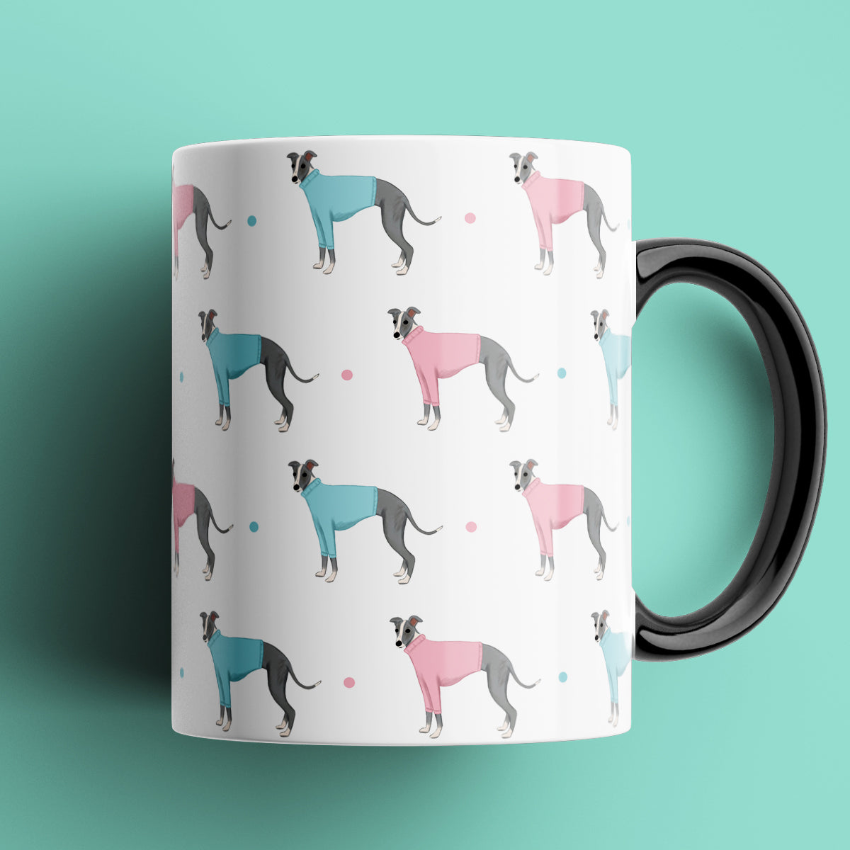 Whippets in Jumpers Patterned Mug