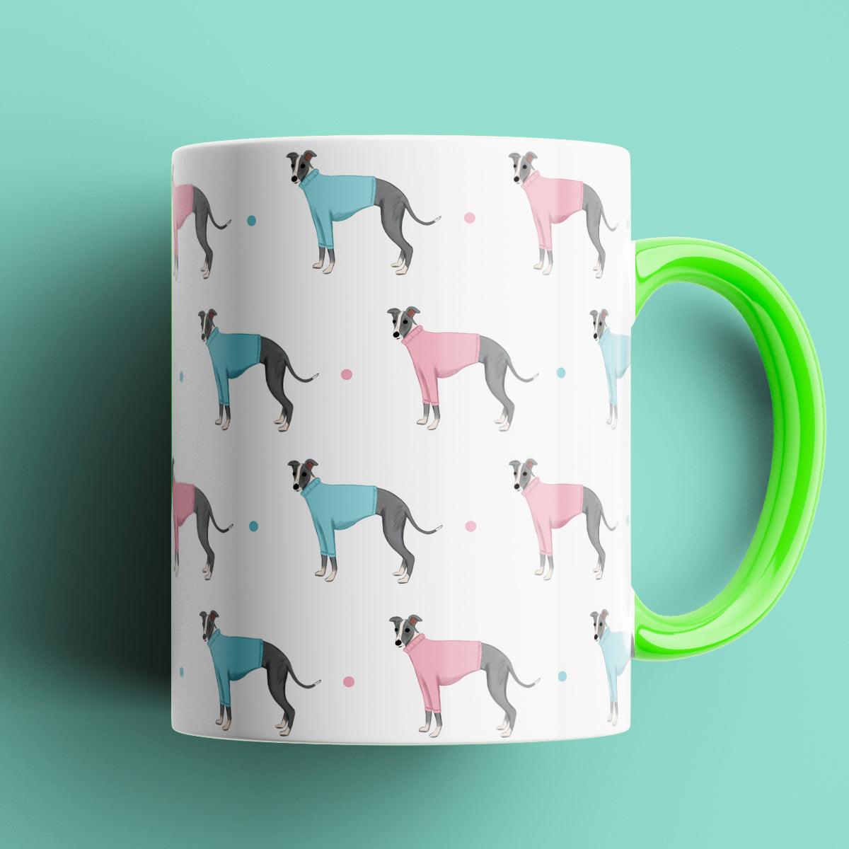 Whippets in Jumpers Patterned Mug