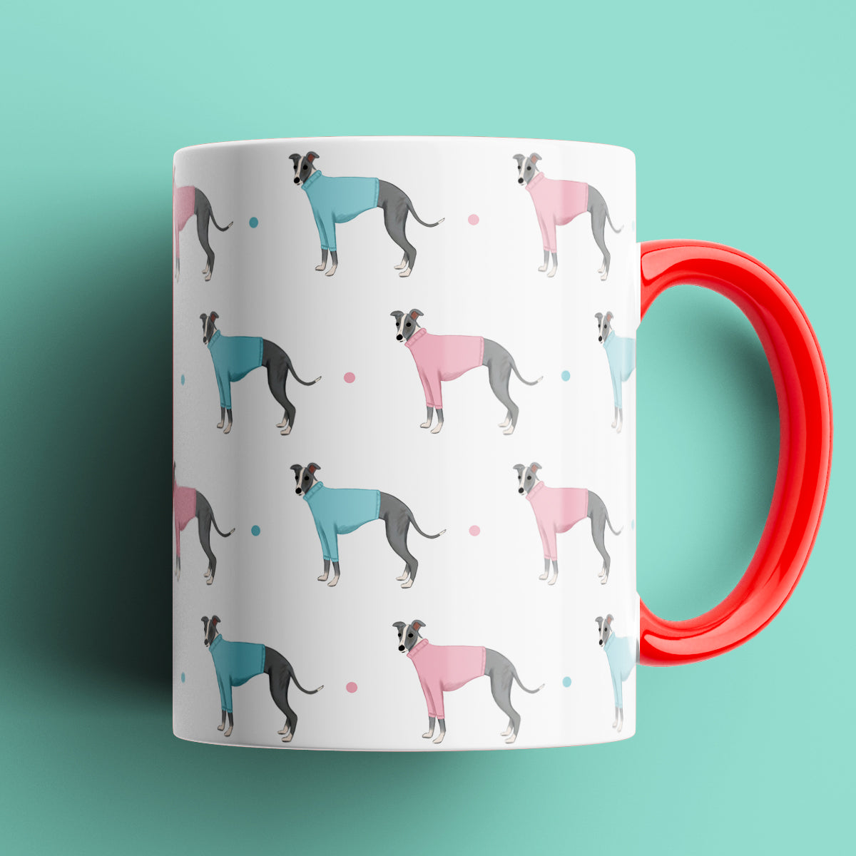 Whippets in Jumpers Patterned Mug