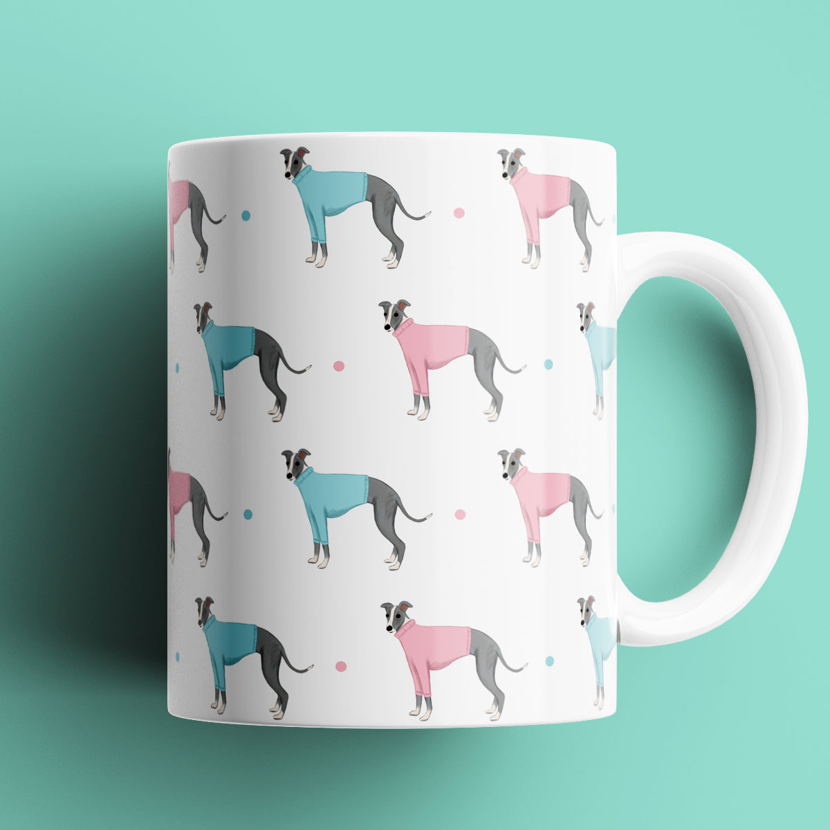 Whippets in Jumpers Patterned Mug