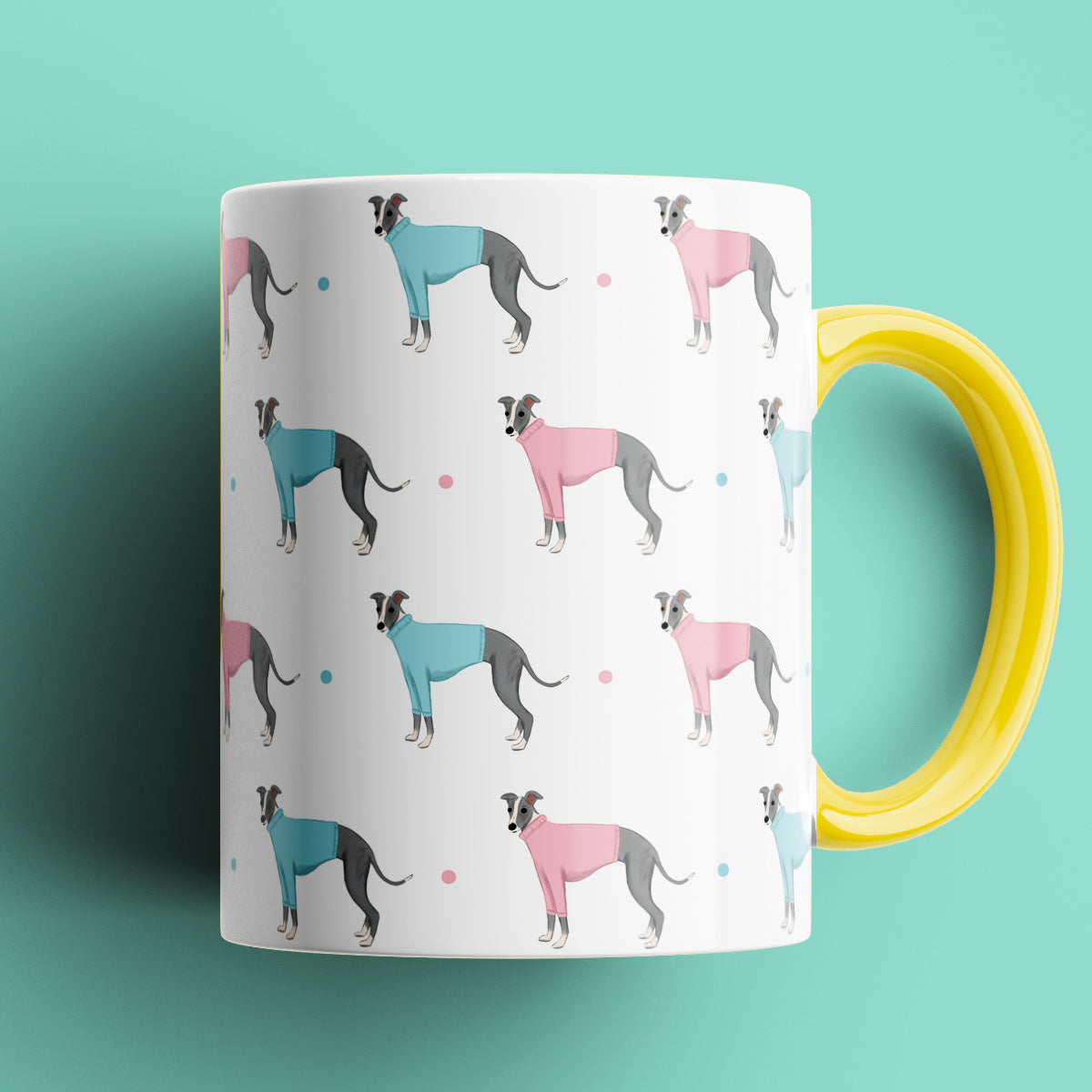 Whippets in Jumpers Patterned Mug